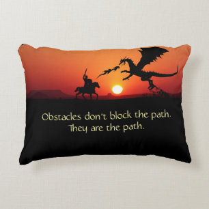 Dragon vs Knight Inspirational Motivational Accent Pillow
