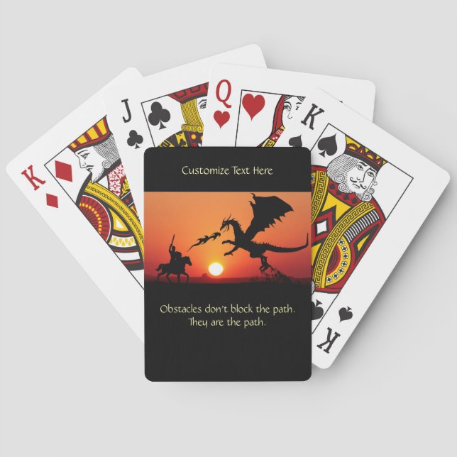 Dragon vs Knight Inspirational Motivational Poker Cards (Back)
