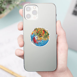 Dragon vs. Koi Sticker