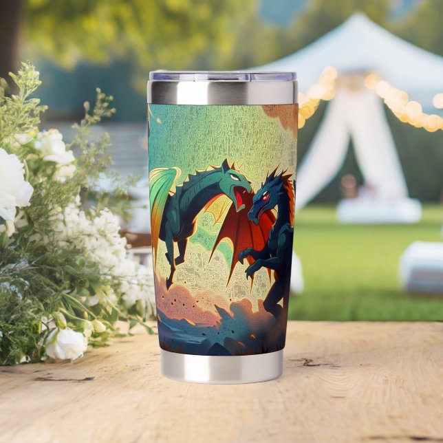 Dragon vs Pegasus - Fantasy Art Insulated Tumbler (Wedding (Rotated))