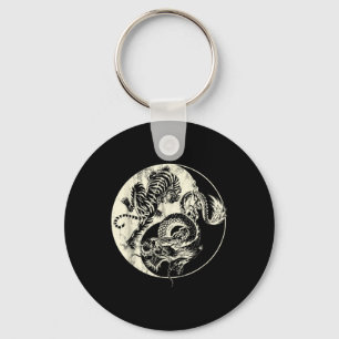 Dragon Vs Tiger Tattoo! Yin And Yang Beast Fight Keychain