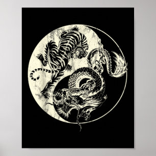 Dragon Vs Tiger Tattoo! Yin And Yang Beast Fight  Poster
