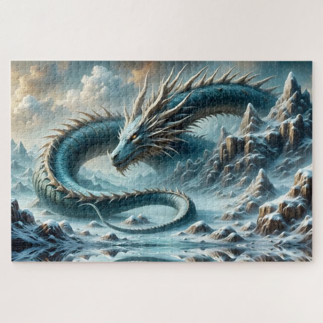 Dragon wakes up in an icy world jigsaw puzzle (Horizontal)