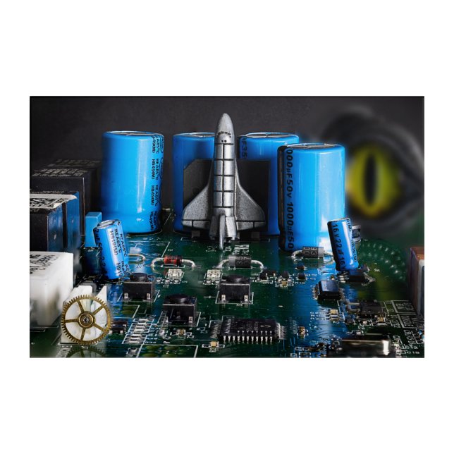 Dragon Watching the Shuttle Launch Acrylic Print (Front)