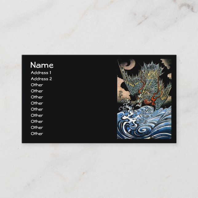 Dragon & Water Spirit Kuniyoshi Japanese Fine Art Business Card (Front)