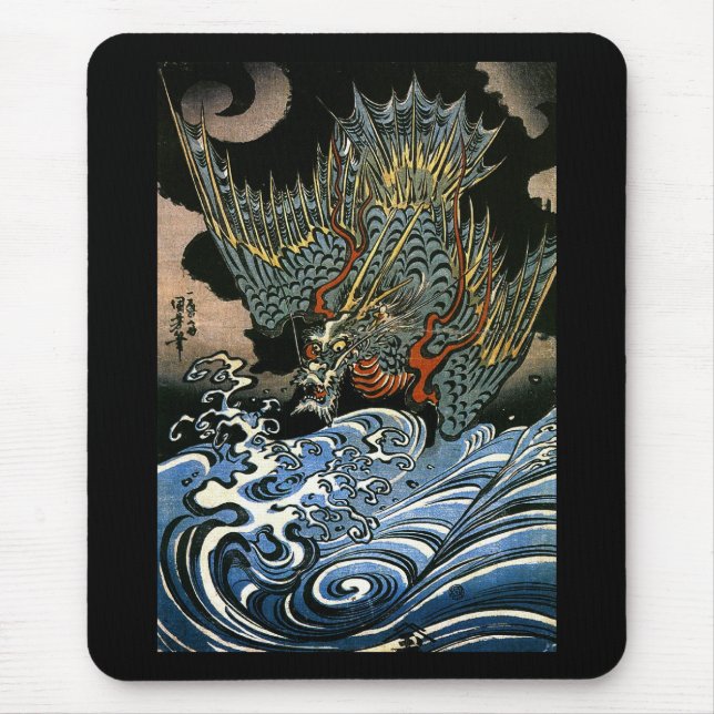 Dragon & Water Spirit Kuniyoshi Japanese Fine Art Mouse Pad (Front)
