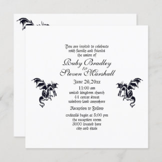 Dragon White Fantasy Wedding Theme Invitation