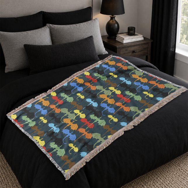  Dragon Wing Blue Flight Fantasy Throw Blanket (Creator Uploaded)