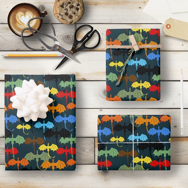  Dragon Wing Blue Flight Fantasy Wrapping Paper Sheets (Creator Uploaded)