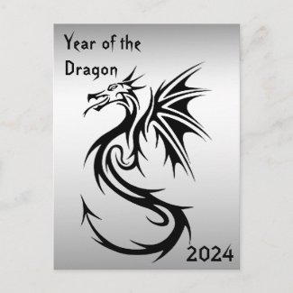 Dragon with 2024 Calendar on Back Postcard