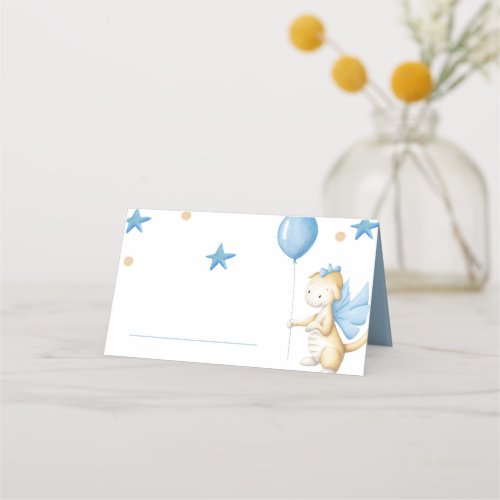 Dragon with Balloon and Stars Baby Shower  Place Card