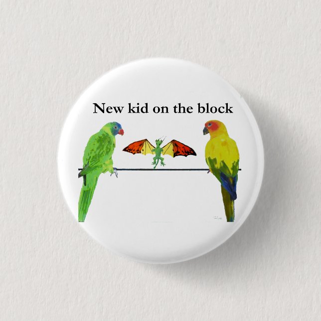 Dragon with Birds Button (Front)