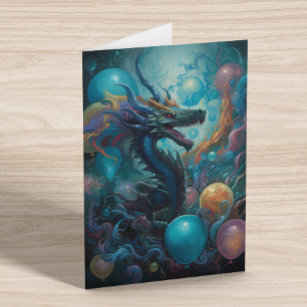 Dragon with Birthday Balloons  Card