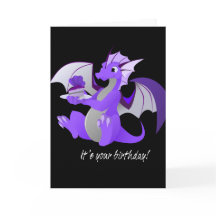 Dragon with Cake Birthday Card