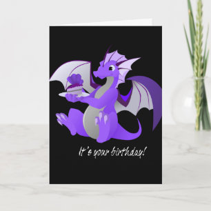 Dragon with Cake Birthday Card