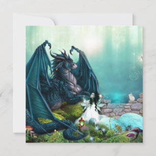 Dragon With Fairy Girl Card