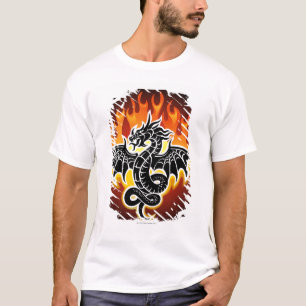 Dragon with flames in background T-Shirt