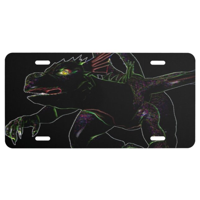 Dragon with glowing edges license plate (Front)