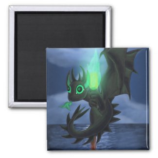 Dragon With Green Fire Magnet