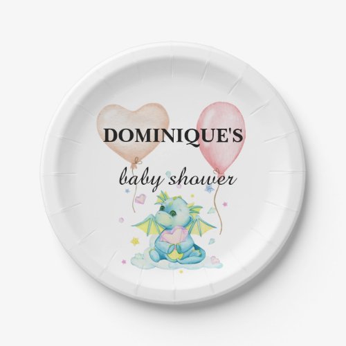 Dragon With Heart _ Baby Shower Paper Plates