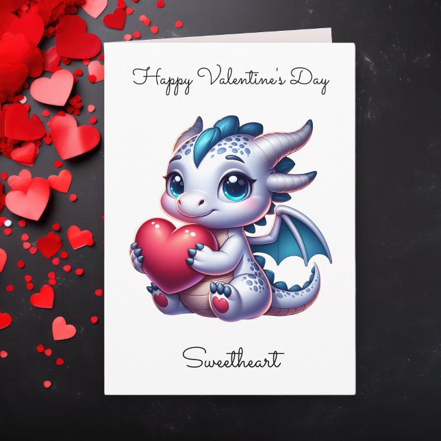 Dragon with Heart Personalized Photo Valentine's  Card (Creator Uploaded)