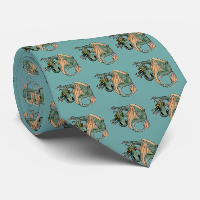 Dragon with large eyes neck tie (Rolled)