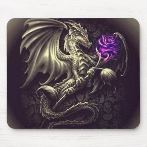 Dragon with Purple Rose Mousepad