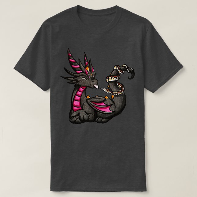 Dragon with Python  T-Shirt (Design Front)