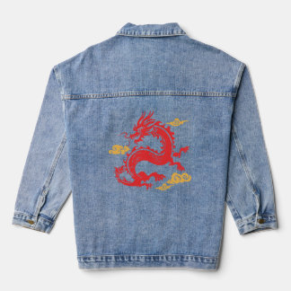 dragon with red colour denim jacket