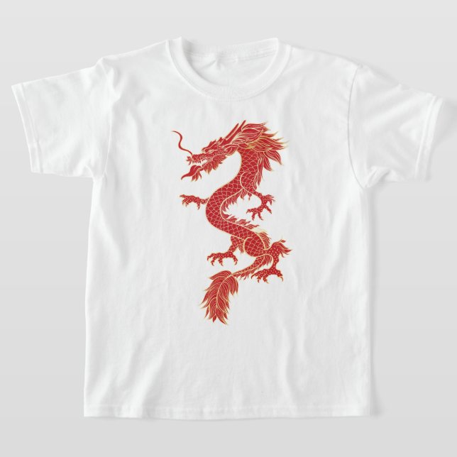 dragon with red colour T-Shirt (Laydown)