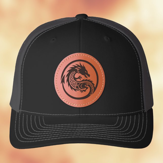 Dragon with Stylized Scales and Arrow Tail Leather Patch Hat (Creator Uploaded)