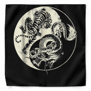 Dragon With Tiger Tattoo YIN And Yang Beast Fight Bandana