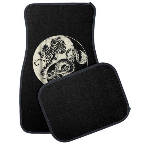 Dragon With Tiger Tattoo YIN And Yang Beast Fight Car Floor Mat