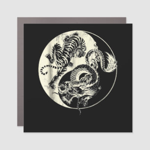 Dragon With Tiger Tattoo YIN And Yang Beast Fight Car Magnet