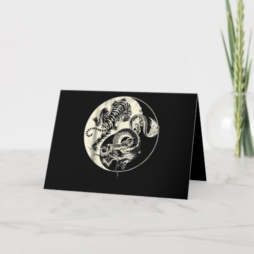 Dragon With Tiger Tattoo YIN And Yang Beast Fight Card