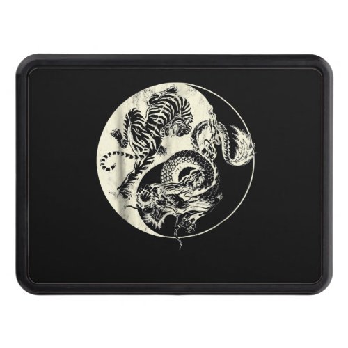 Dragon With Tiger Tattoo YIN And Yang Beast Fight Hitch Cover