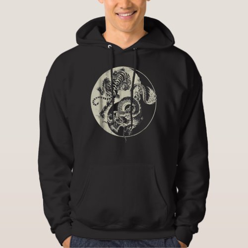 Dragon With Tiger Tattoo YIN And Yang Beast Fight Hoodie