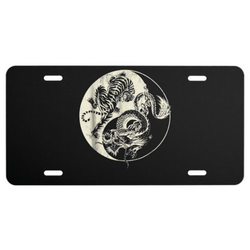 Dragon With Tiger Tattoo YIN And Yang Beast Fight License Plate