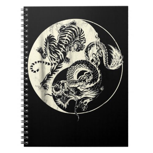 Dragon With Tiger Tattoo YIN And Yang Beast Fight Notebook