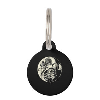 Dragon With Tiger Tattoo YIN And Yang Beast Fight Pet ID Tag