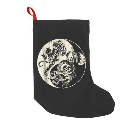 Dragon With Tiger Tattoo YIN And Yang Beast Fight Small Christmas Stocking