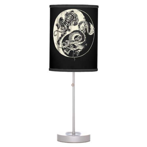 Dragon With Tiger Tattoo YIN And Yang Beast Fight Table Lamp
