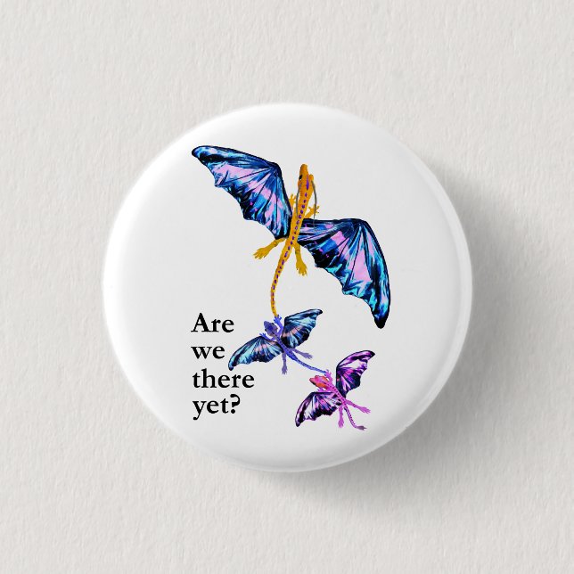 Dragon With Two Kids Button (Front)