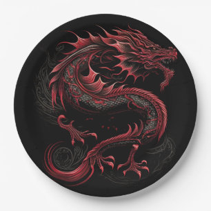 dragon-with-yellow-head-green-head paper plates