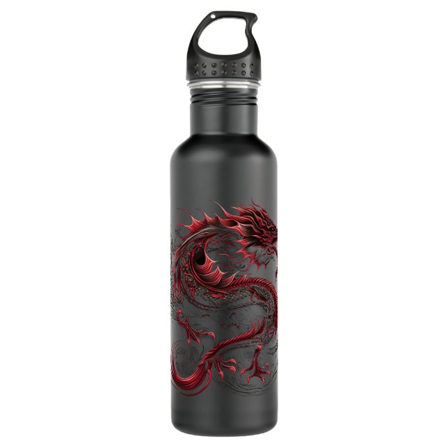 dragon-with-yellow-head-green-head stainless steel water bottle (Front)