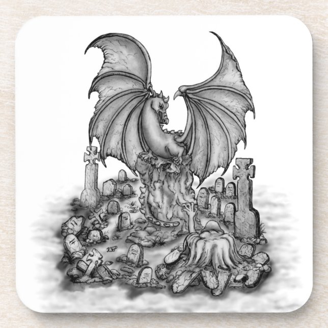 Dragon with Zombie Beverage Coaster (Front)