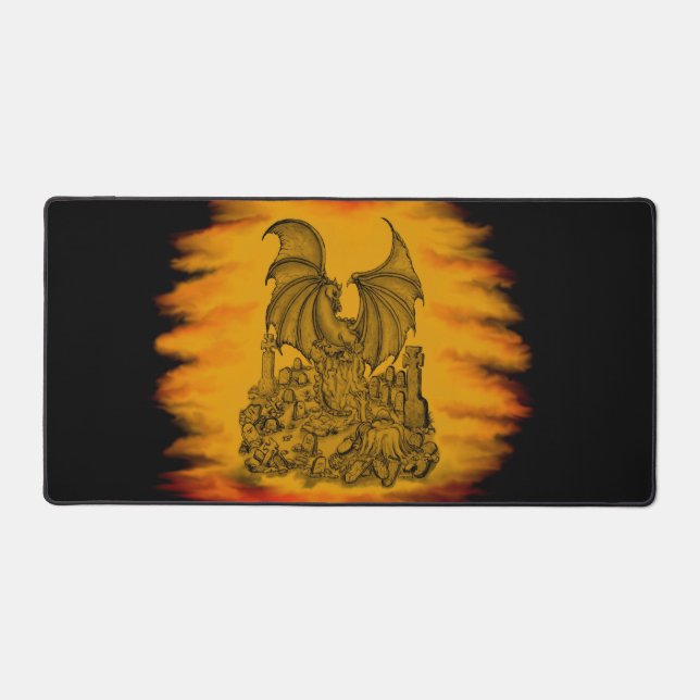 Dragon with Zombie Desk Mat (Front)