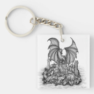 Dragon with Zombie Keychain