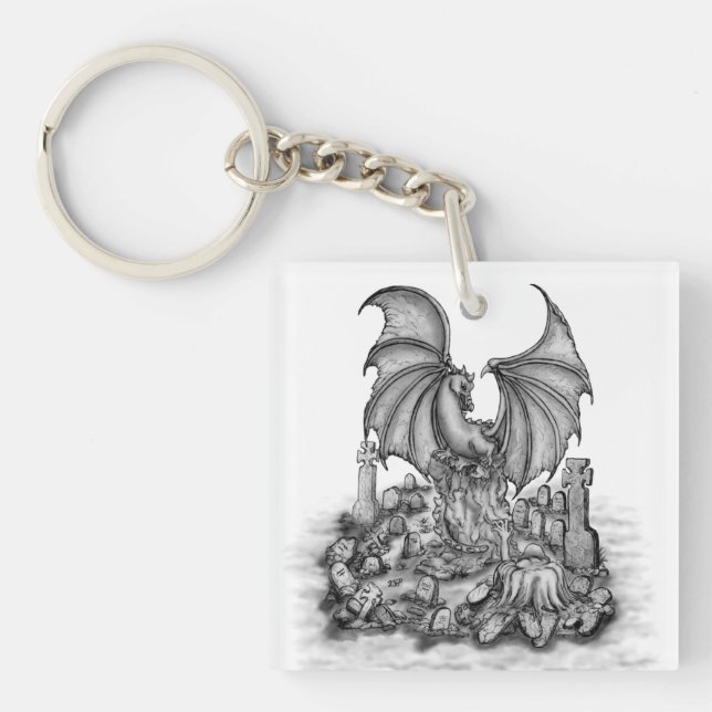 Dragon with Zombie Keychain (Front)