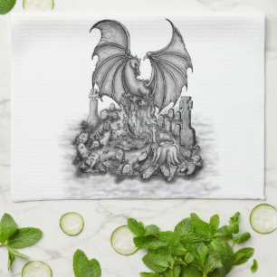 Dragon with Zombie Kitchen Towel